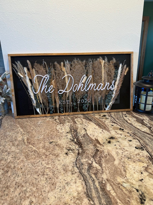 Last name sing- Boho Decor- Wedding Sign- Floral Sign